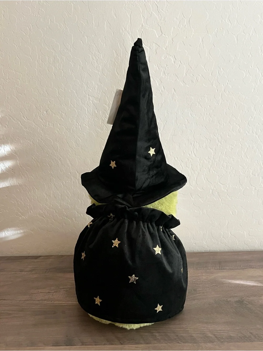 Moonlight Manor Green Frog Plush with Black Witch Hat Holding Orange Pumpkin